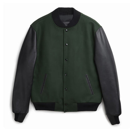 Herren Lederjacke College Style Trendig Schwarz