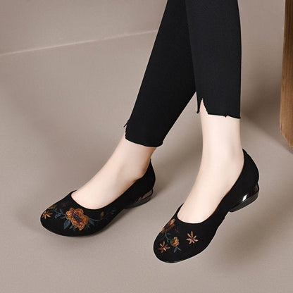 Damen Ballerinas Elegante mit Blumenstickerei Weich