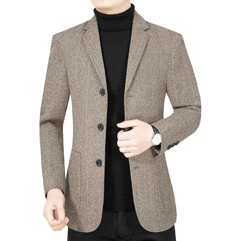 Herren Blazerjacke Elegant Zickzack Muster Modern Schwarz - BerlinGlamour
