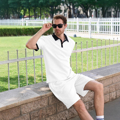 Herren Polohemd Sportlich Kontrast Details mit Shorts
