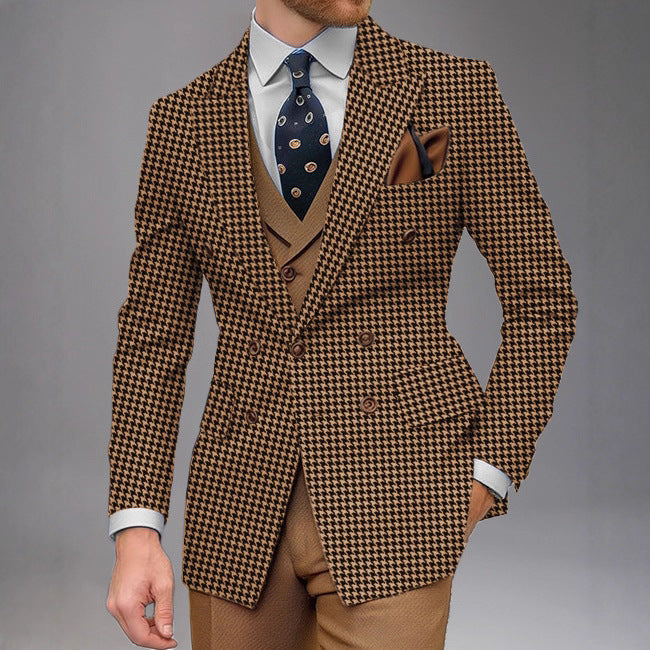 Herren Blazer Doppelt gefüttert Business Elegant Punktmuster