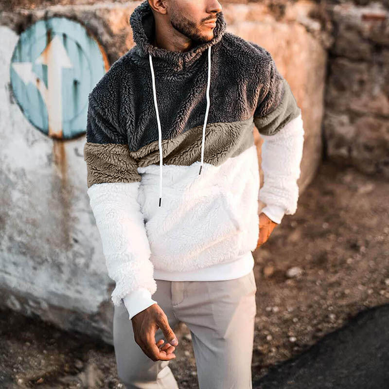 Herren Fleece Hoodie Modern Farbblock Design Kuschelig