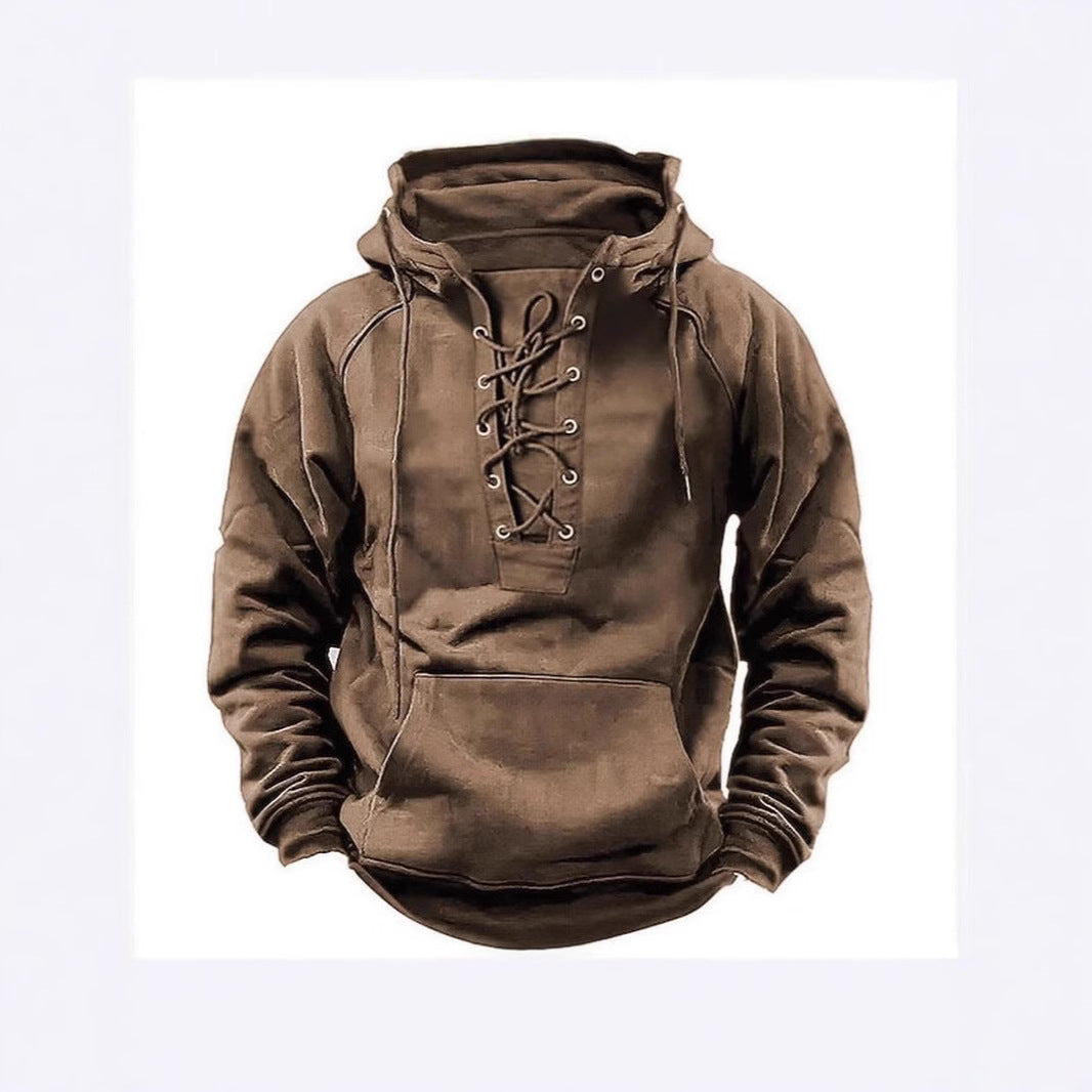 Herren Kapuzenpullover Weich Warm Schnürdesign Modern