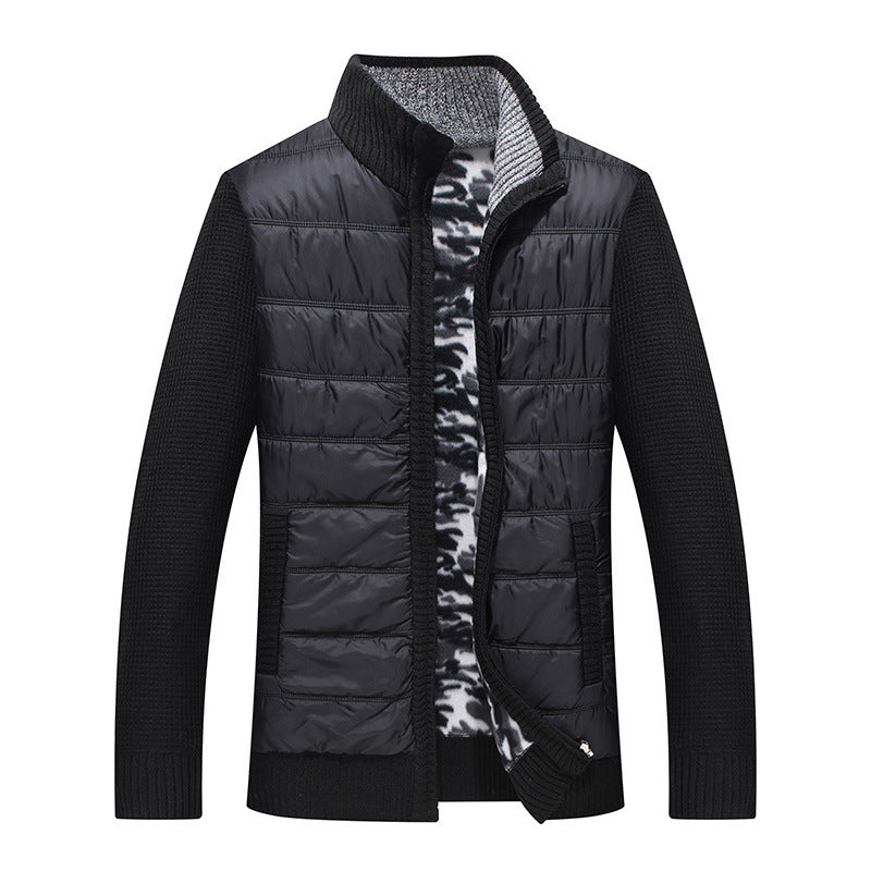 Herren Übergangsjacke Steppjacke Warm mit Strick Ärmeln