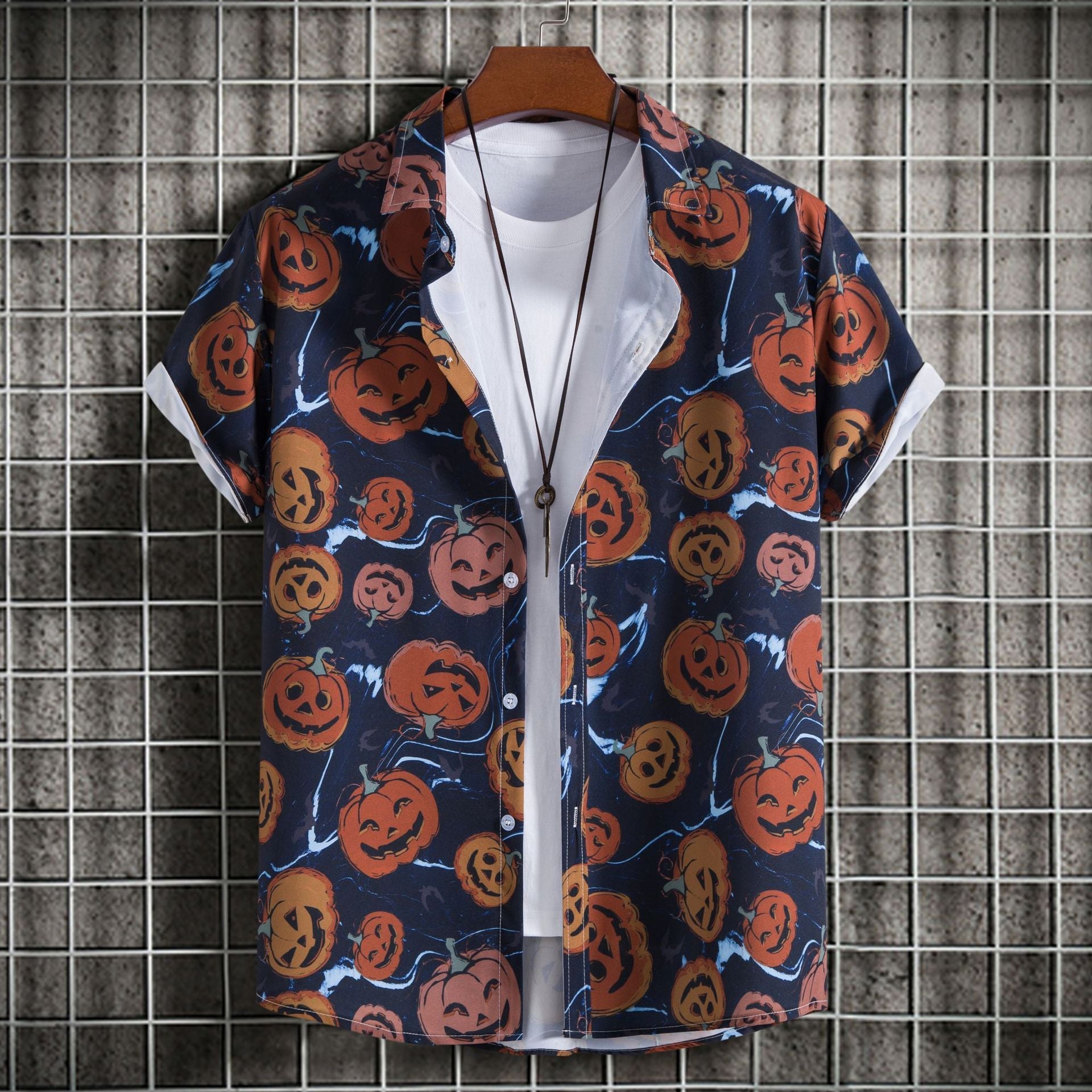 Herren Kurzarmhemd Halloween Motiv Berlin Style - BerlinGlamour