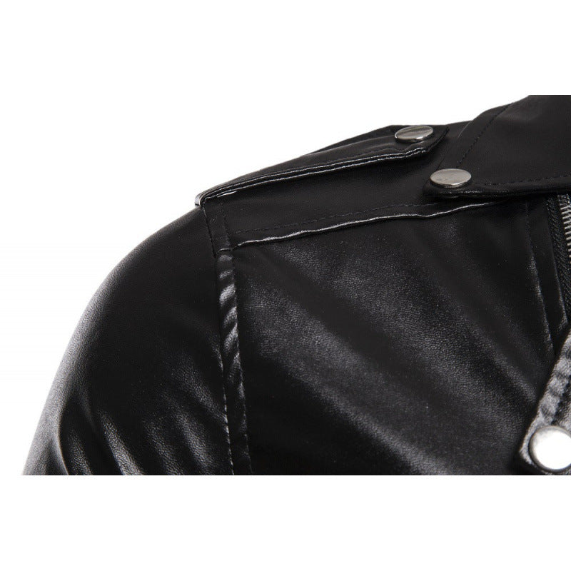 Herren Lederjacke Bikerstil Asymmetrisch Robust