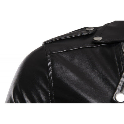 Herren Lederjacke Bikerstil Asymmetrisch Robust