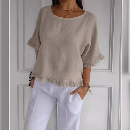 Damen Oberteil Lässig mit Rüschen Modern Trendy