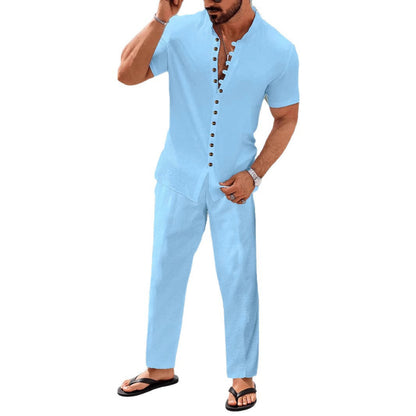 Herren Freizeitanzug Modern mit Mandarin Kragen und Knöpfen