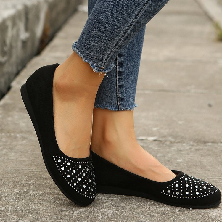 Elegante Damen Ballerinas mit Strass und Weichem Innenfutter
