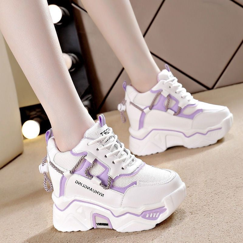 Damen Plateau Sneaker Atmungsaktiv Mesh Obermaterial Komfortabel