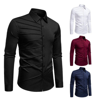 Herren Langarmhemd Modern Strukturiert Trendy