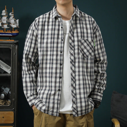 Herren Flanellshirt Karierter Warm Elegant
