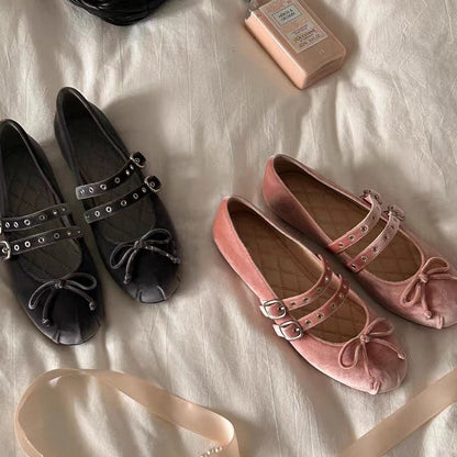 Damen Ballerinas Schnalle Modisch Elegant - BerlinGlamour