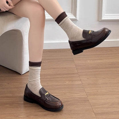 Damen Mokassins Elegante Gold Schnalle Schuhe