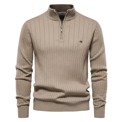 Herren Pullover Halbzipper Rippstruktur Modern - BerlinGlamour