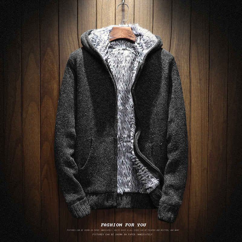Herren Kapuzenjacke Weich Warm Mit Seitentaschen