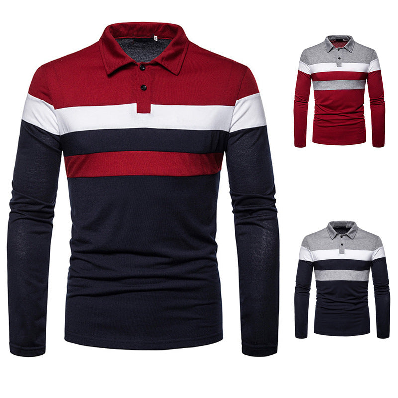 Herren Polohemd Langarm Modern Streifenmuster - BerlinGlamour
