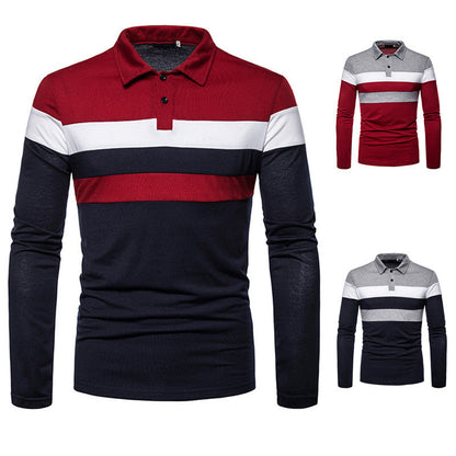 Herren Polohemd Langarm Modern Streifenmuster - BerlinGlamour