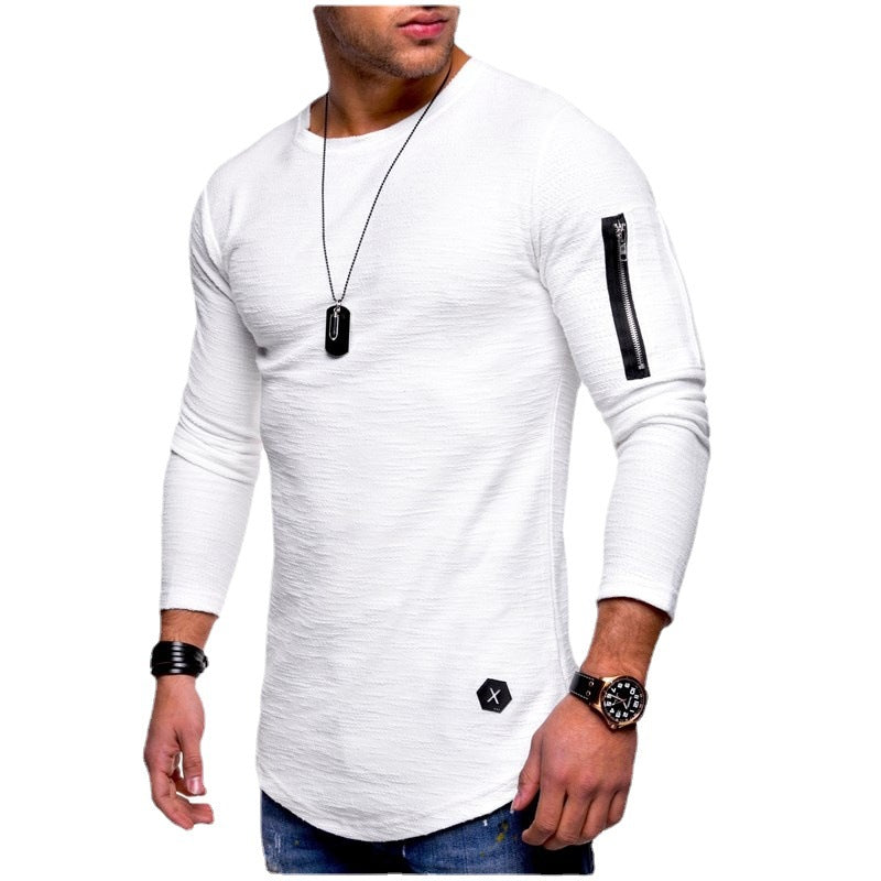 Herren Langarmshirt Modern mit Reißverschluss Armtasche