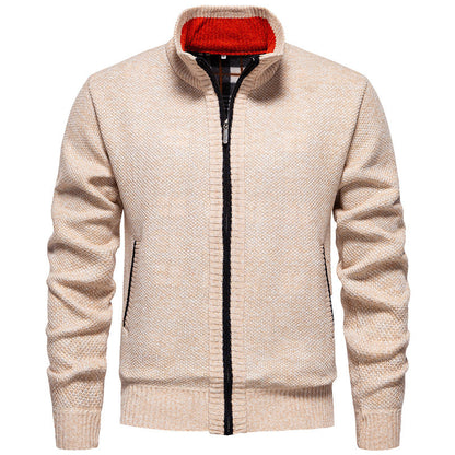 Herren Strickjacke Wärme mit Hochkragen und Reißverschluss