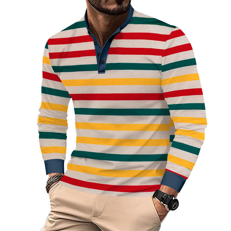 Herren Langarmshirt Sportlich Streifenmuster Modern