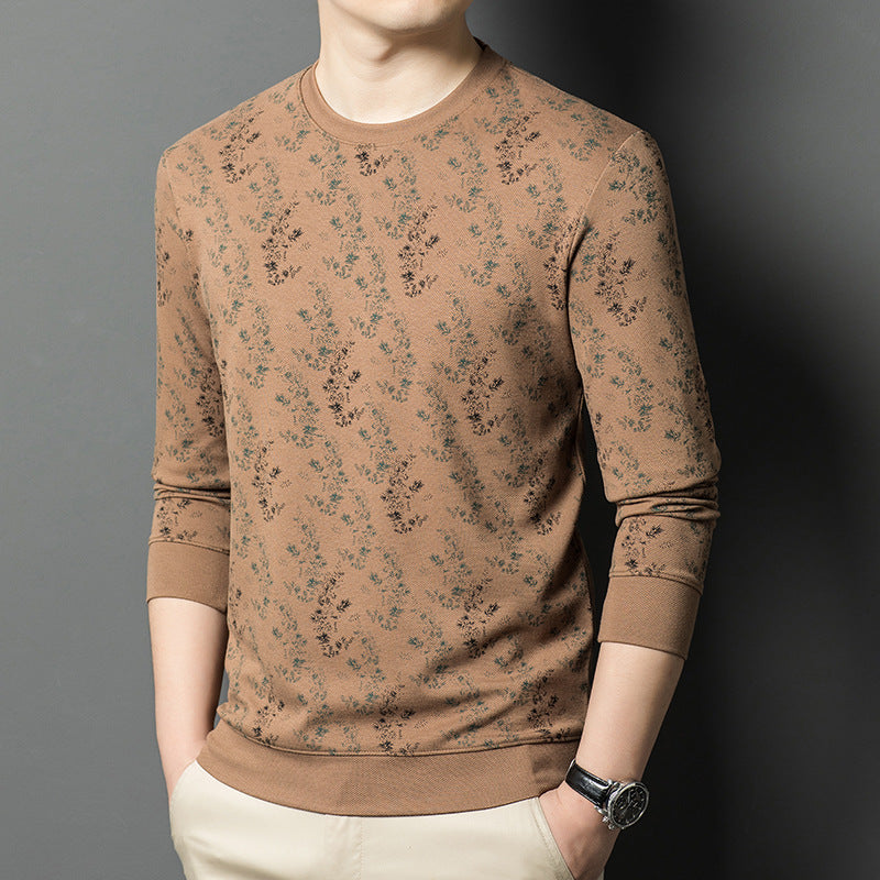 Herren Langarmshirt Floralmuster Hochwertig Elegant