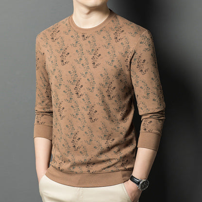 Herren Langarmshirt Floralmuster Hochwertig Elegant