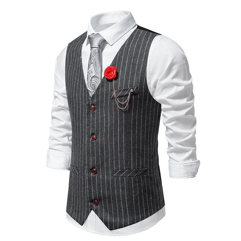 Herren Anzugweste Elegant Streifen Taschen Modern