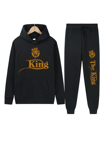 Herren Sportset Kapuzenpulli Jogginghose Modern Königsmotiv