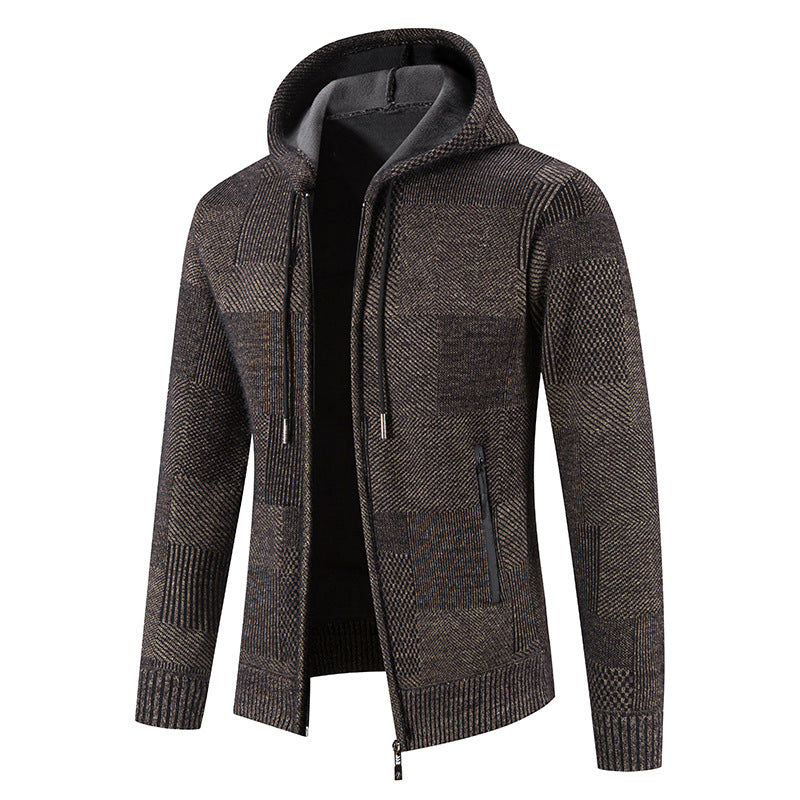 Herren Strickjacke Kapuze Modern Strick Design
