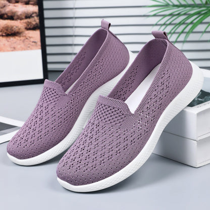 Damen Sneaker Atmungsaktiv Elastisch Slip-On Sportschuhe