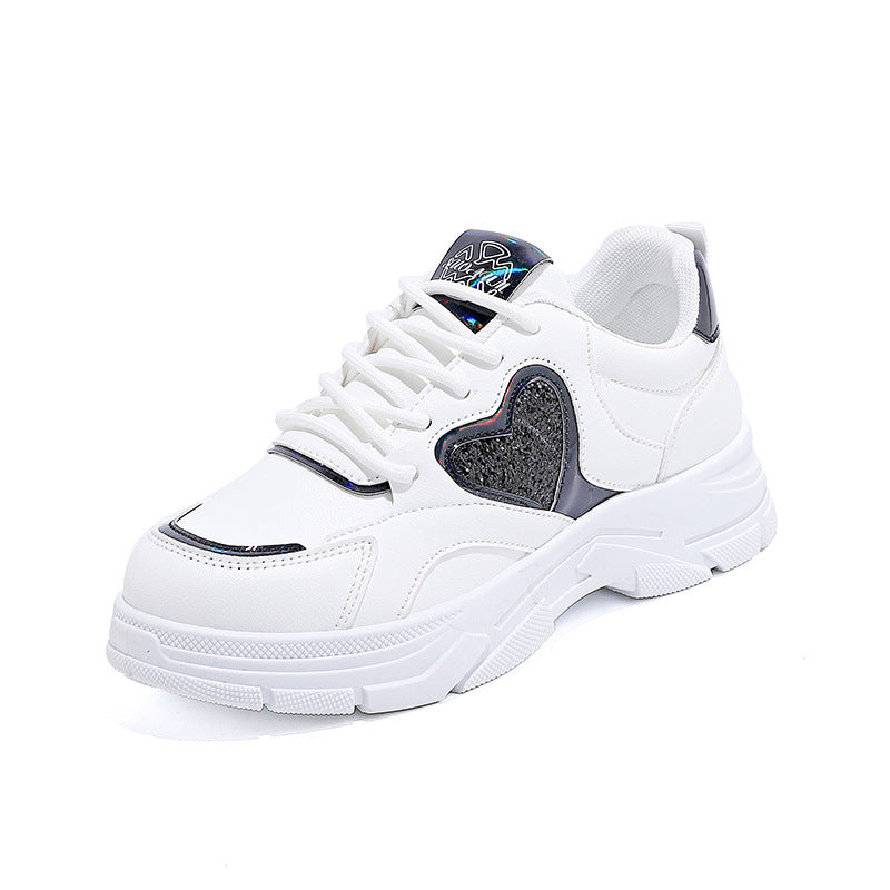 Damen Sneaker Sportlich Glitzerndes Herz Detail