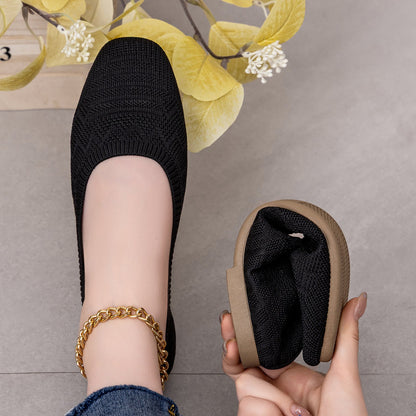 Damen Ballerinas Bequem Strick Schuhe Frauen