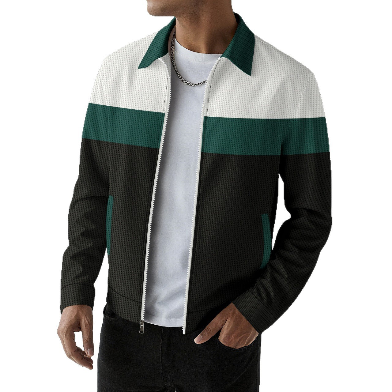 Herren Freizeitjacke Modern Sportlich Mit Struktur