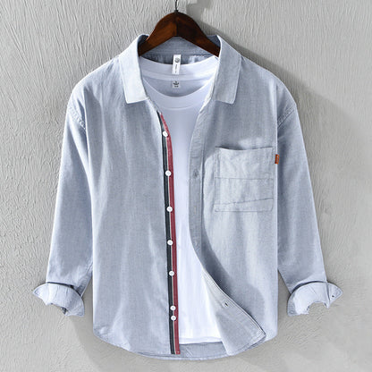 Herren Oxford Hemd Langarm Baumwolle Elegent