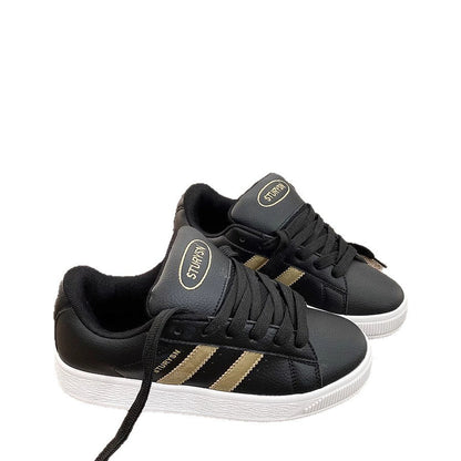 Damen Sneaker Sportlich Leder Schwarz Komfort