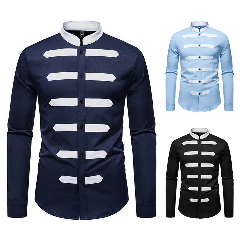 Herren Langarmhemd Modern mit Kontraststreifen SlimFit