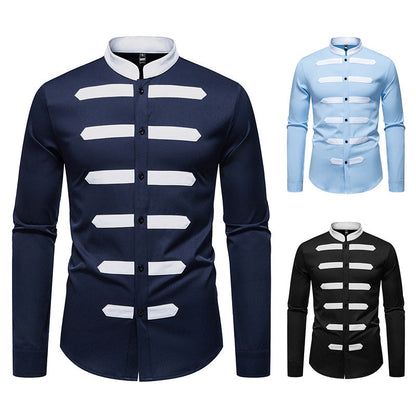 Herren Langarmhemd Modern mit Kontraststreifen SlimFit
