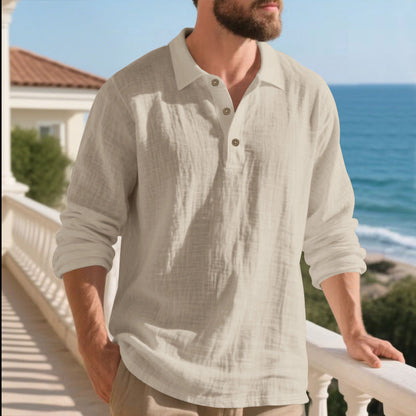 Herren Langarmhemd Modern mit Knöpfen und Texturstoff