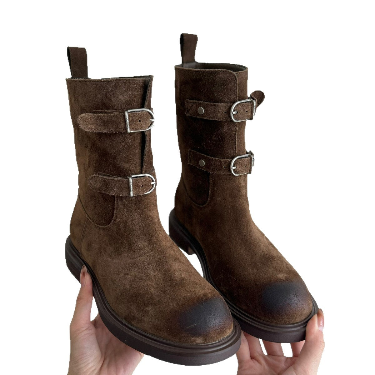 Damen Stiefel Stylisch Schnalle Robust Winter