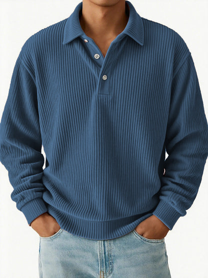 Herren Poloshirt Klassisch Rippstruktur Slim Fit