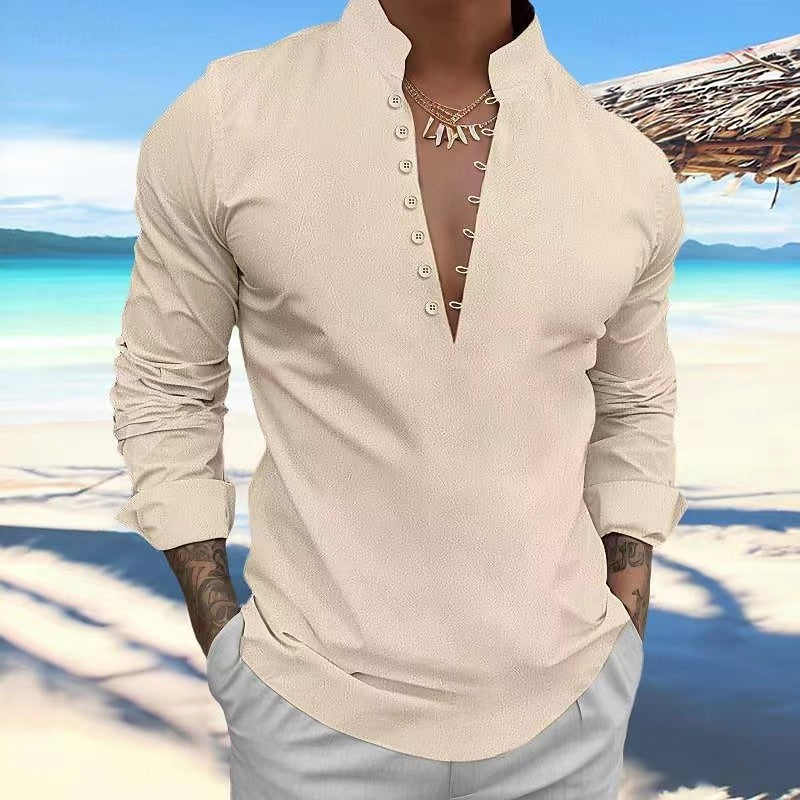 Herren Langarmhemd Elegant Modern mit Knöpfen Berlin Style