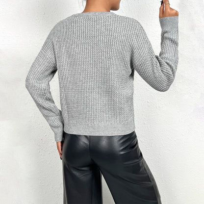 Damen Pullover Feinstrick V-Ausschnitt Langärmlig Elegantes Design