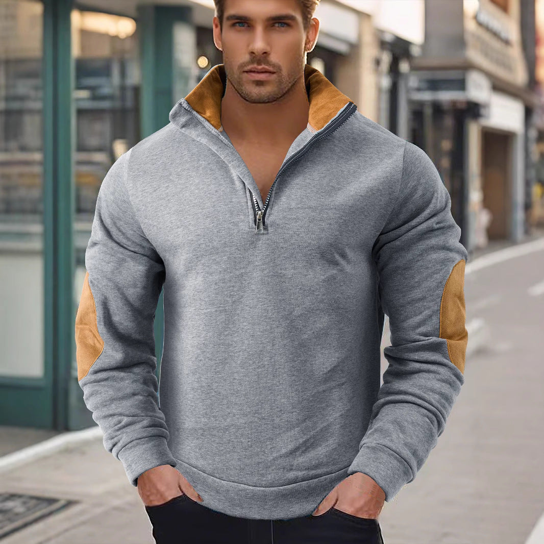 Herren Fleece Pullover Hochkragen Elegante Optik