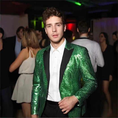 Herren Paillettenblazer Glitzernd Elegant Schwarz - BerlinGlamour