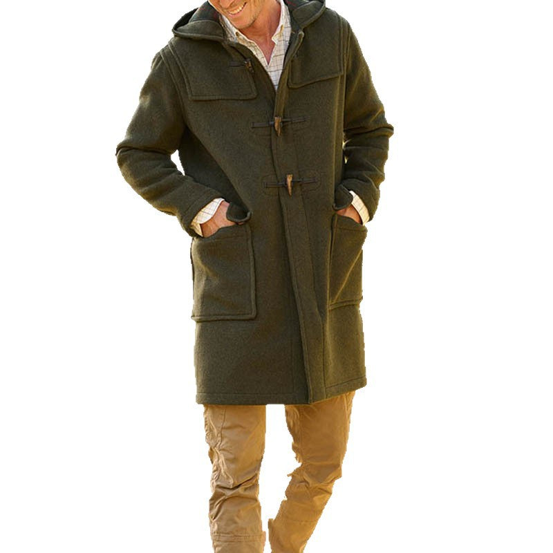 Herren Dufflecoat Robust Mit Kapuze Und Knöpfen