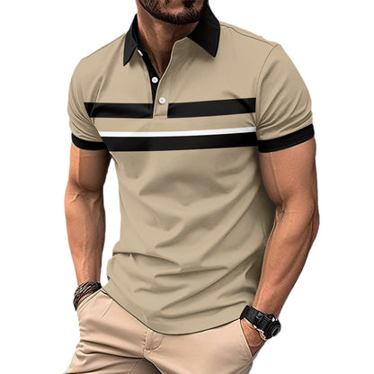 Herren Poloshirt Kurzarm Streifen Modern