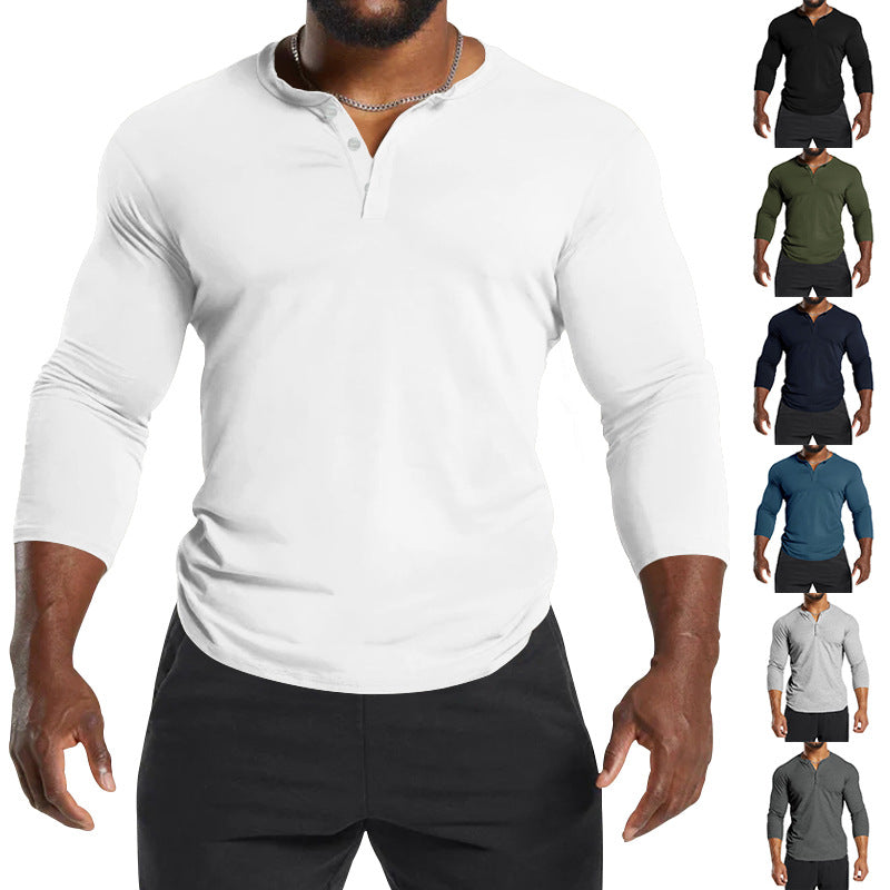 Herren Henley-Shirt Langarm atmungsaktiv Baumwolle Berlin Style