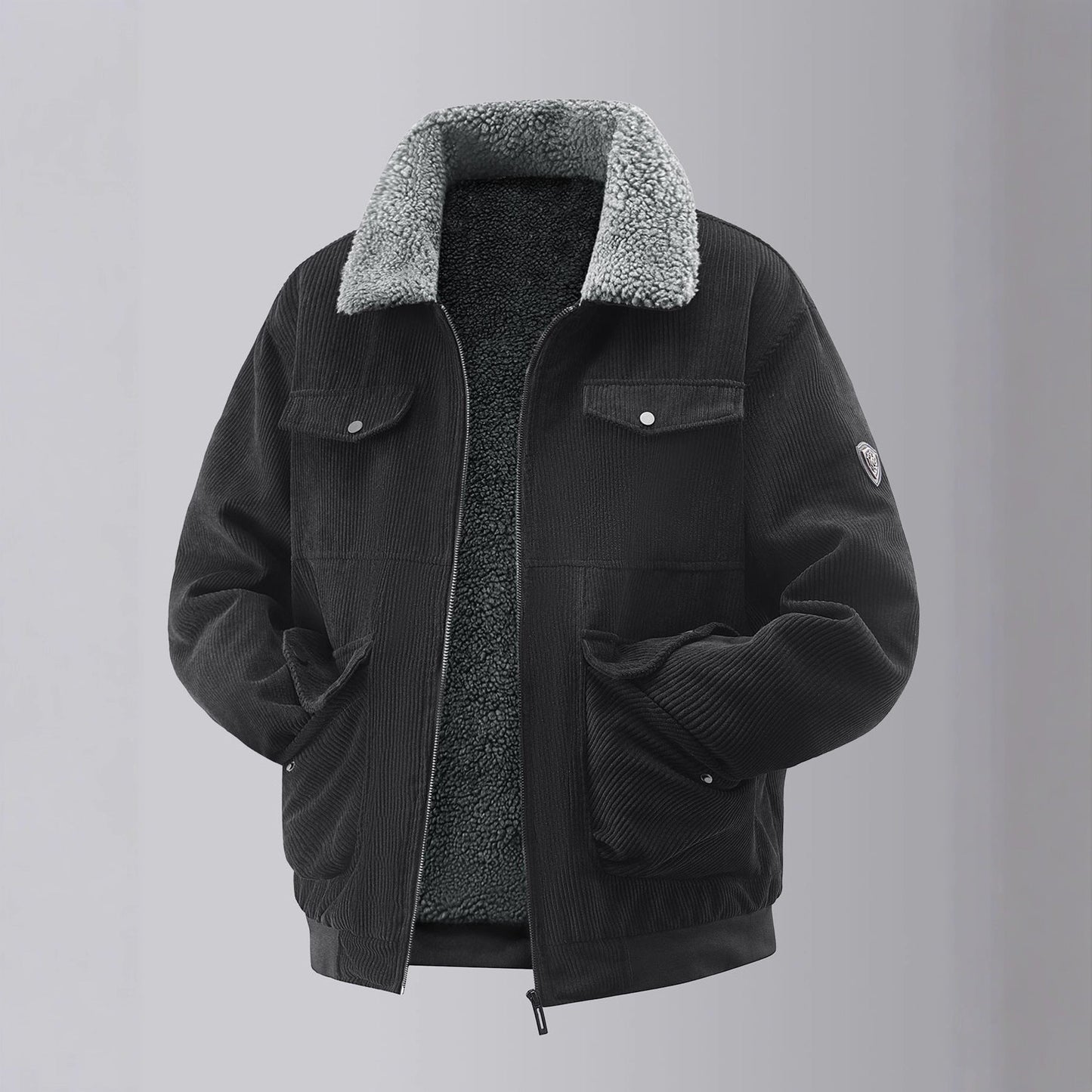 Herren Fleecejacke Teddy Kuscheljacke Warm mit Brusttaschen Elastisch
